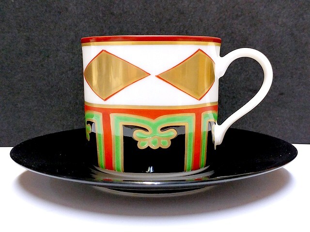 3QV売切!税無し☆蔵珍窯★カップ&ソーサー★珈琲碗皿★色絵金菱★美濃焼★現状★現品限り★0328-4拍卖