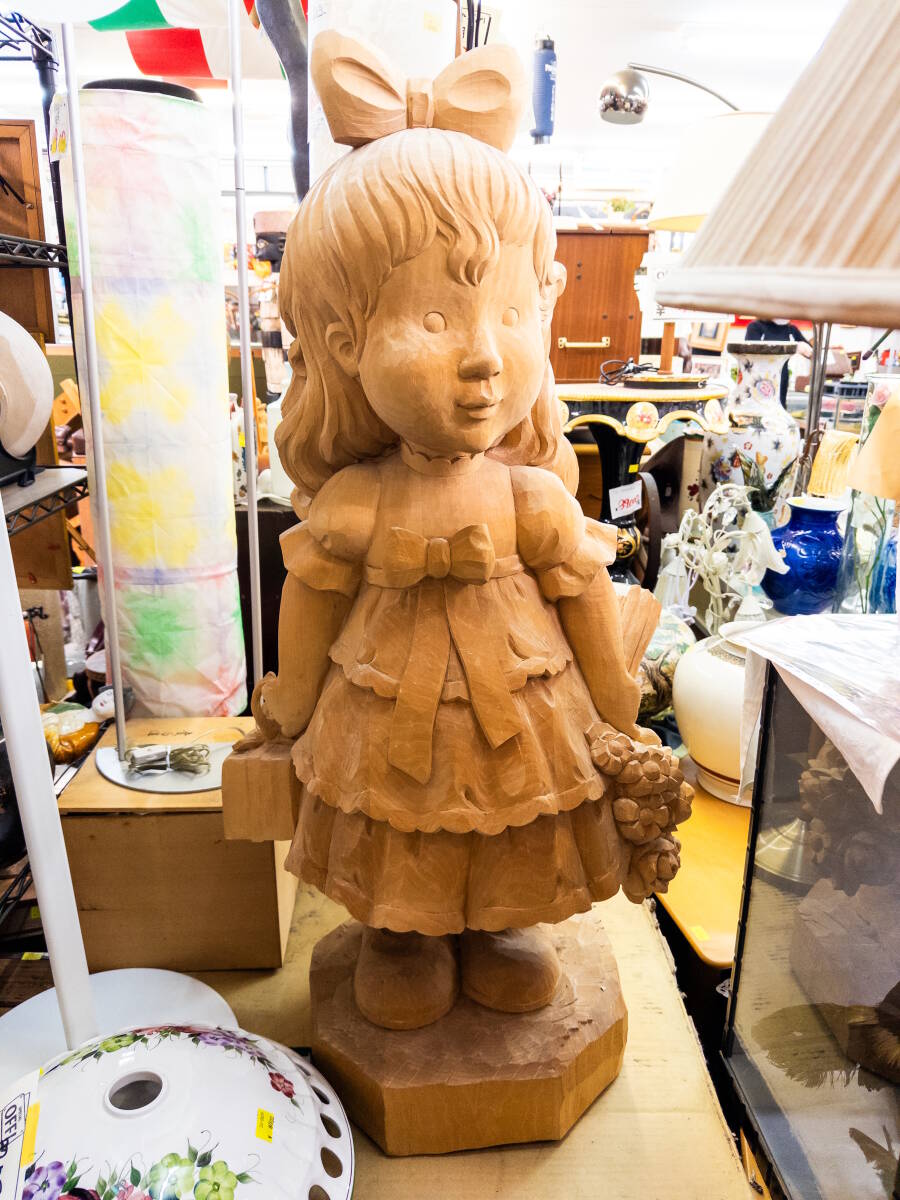 3QT売切!税無し◇特大 木彫りの女の子 albert 全高110cm◆木彫り 彫刻◆直接引き取り限定/神奈川県湯河原◆◆0315-2拍卖