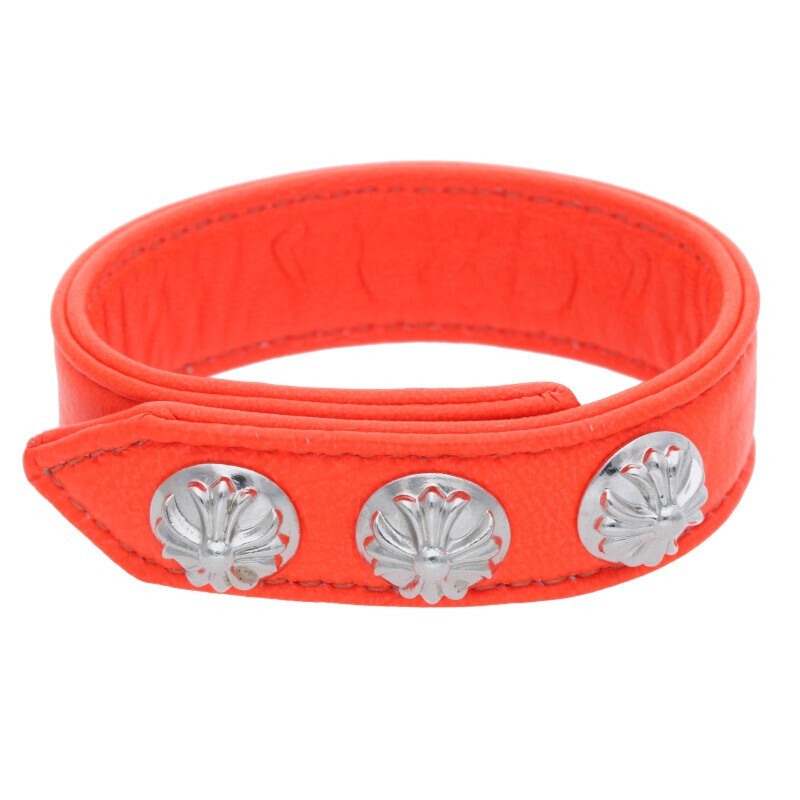 クロムハーツ ブレスレット 3BTN 2SNP クロスボール3ボタン2スナップ レザーブレスレット 中古 GZ11拍卖