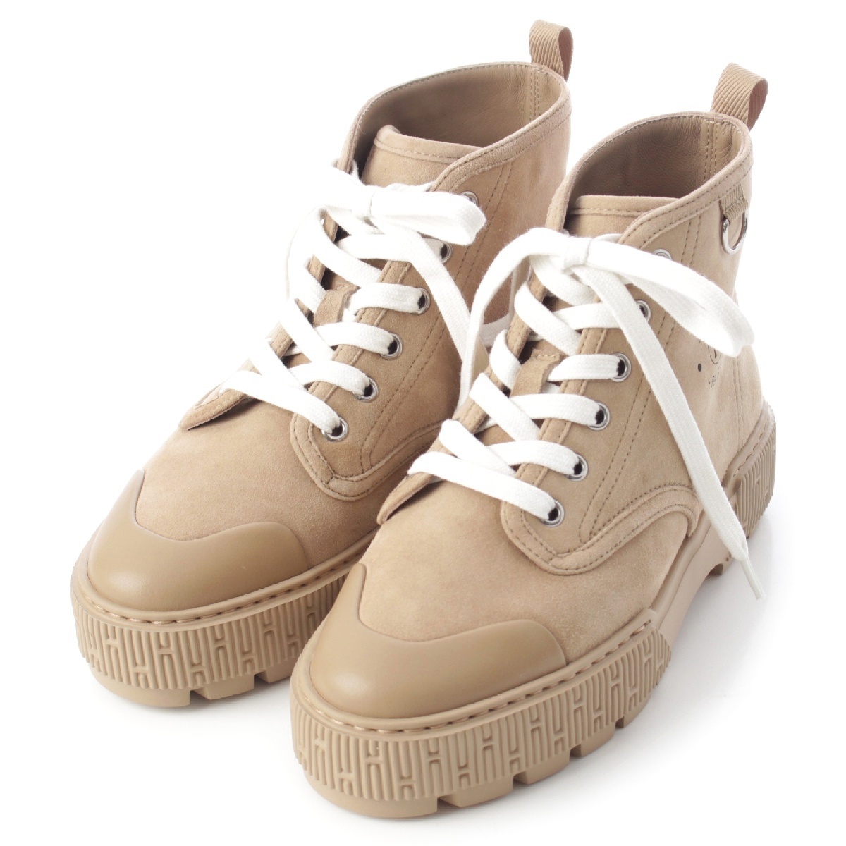 エルメス スエード イティネレール レースアップ ショート ブーツ ベージュ アルジル 35 1/2【中古】拍卖