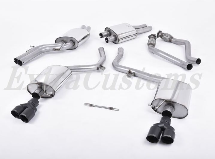 MILLTEK ミルテック キャタバックエキゾースト アウディ S5 クーペ 3.0TFSI クアトロ S TRONIC B8 Eマーク付き 4本出し セラコートブラック拍卖