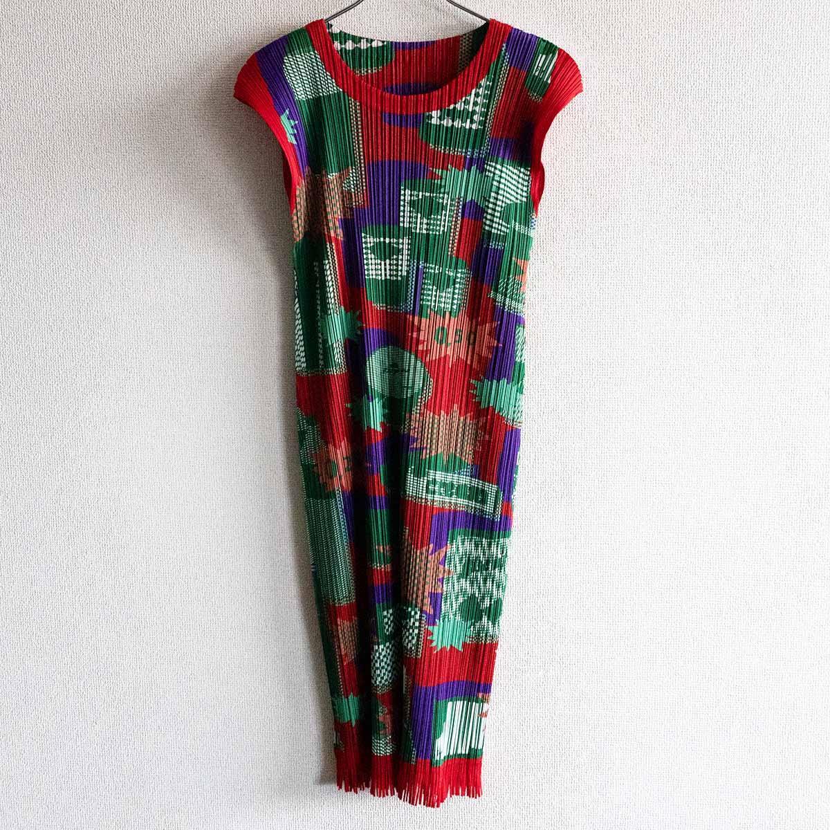 【美品】PLEATS PLEASE【柄 プリーツ ワンピース】 プリーツプリーズ ISSEY MIYAKE イッセイミヤケ 25030126拍卖