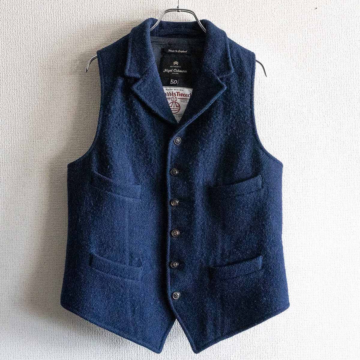 【美品】 NIGEL CABOURN 【MALLORY VEST Harris Tweed】50 ナイジェルケーボン ウール マロリーベスト 25030203拍卖