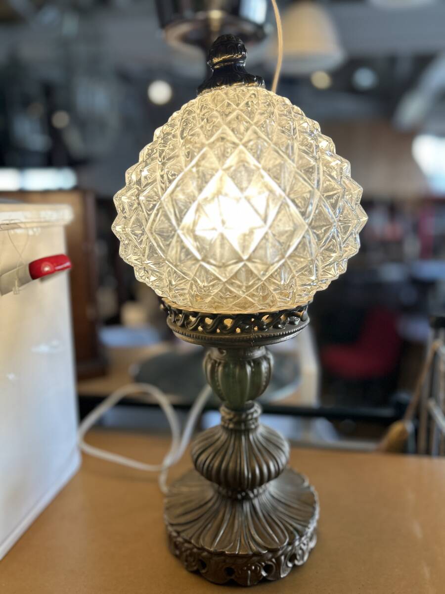 MADE IN USA LEVITON社製 アンティーク テーブルランプ USA規格 レビトン アメリカ製 ガラスシェード USED拍卖