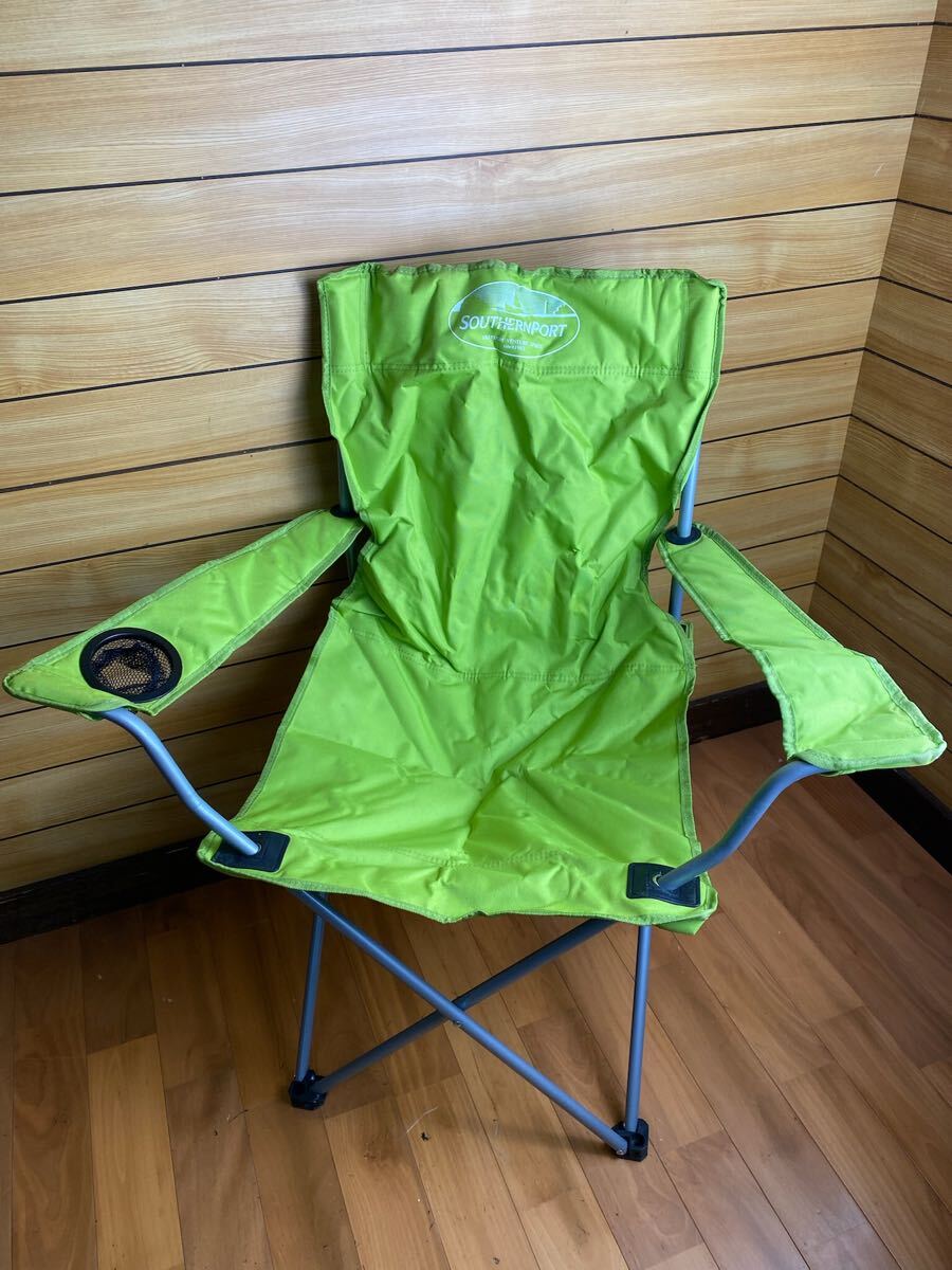 美品! サザンポート ラウンジチェア ライトグリーン 折りたたみチェア アウトドア キャンプ拍卖