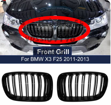 BMW フロントキドニーグリルレース 左右セット バンパーグリル 交換 BMW X3 F25 2010 2011 2012 2013デュアル2スラット拍卖
