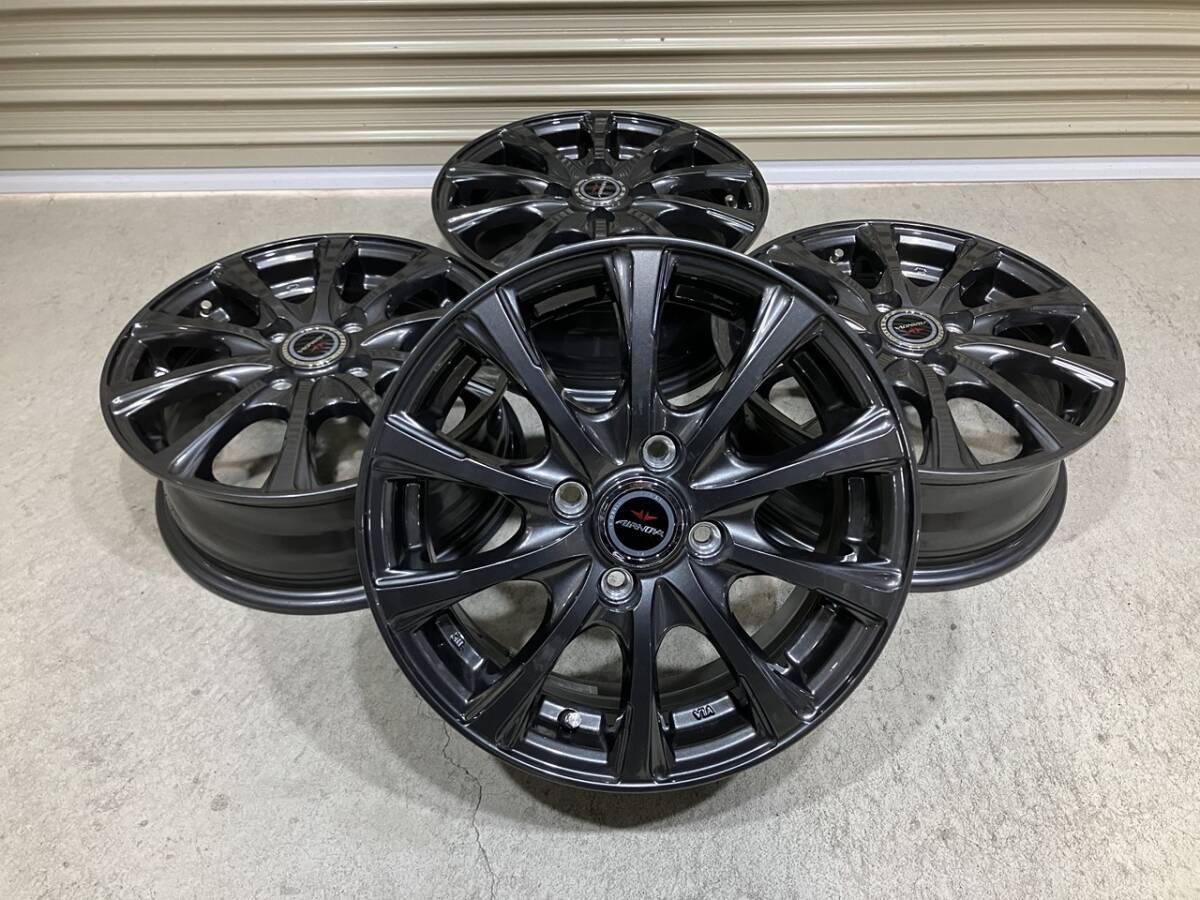 極上品 AIRNOVA 社外アルミホイール4本セット 14インチ 5.5J +50 4H100 ハブ径73mm拍卖