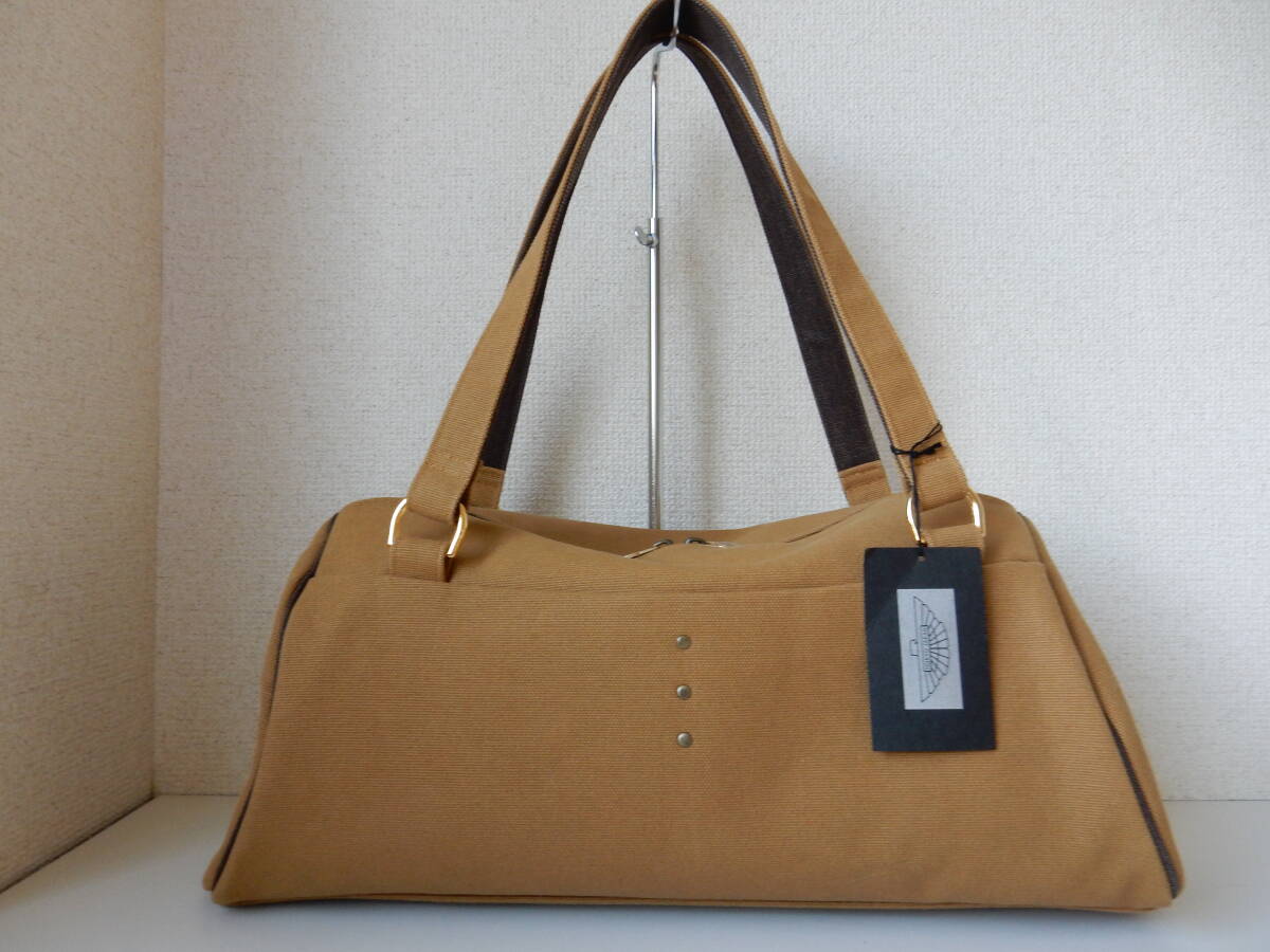 未使用☆田中豊享(タナカホウキョウ)☆帆府さかぶくろ☆B5対応☆肩掛けOK☆ハンドバッグ カーキ(金具ゴールド)拍卖