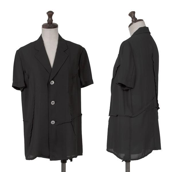 トリココムデギャルソンtricot COMME des GARCONS アウトシームシアー半袖ブラウス 黒M位拍卖