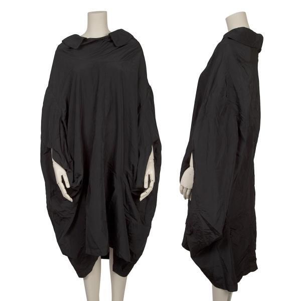 コムデギャルソンCOMME des GARCONS ポリサイドホールデザインラウンドカラーワンピース 黒S拍卖