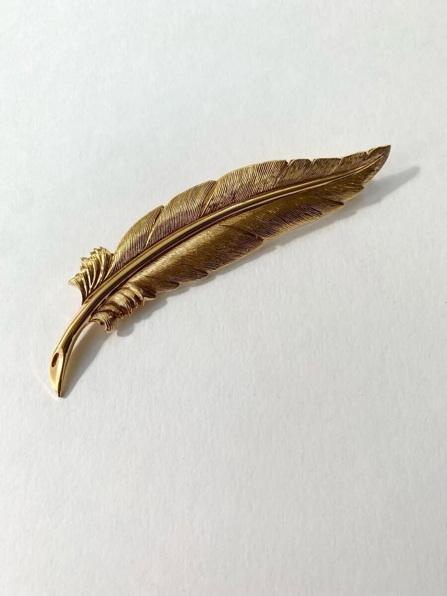 【美品】ヴィンテージ Monet モネフェザー ゴールドトーン ブローチ 天使の羽 コスチュームジュエリー拍卖