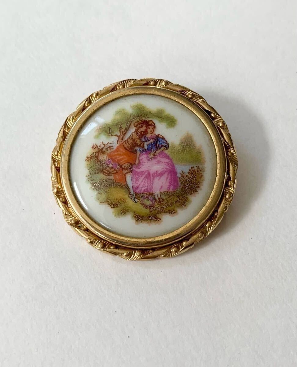 【USED】ヴィンテージ リモージュ ブローチ カラー フランス製 陶器拍卖