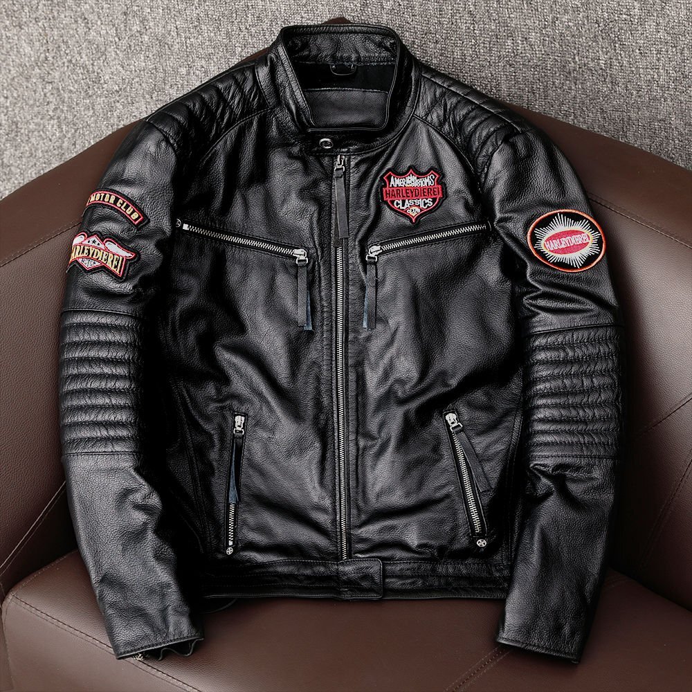 ●高品質 レザージャケット 機関車 革ジャン 牛革 シングルライダース メンズファッション ハーレー 本革 バイクレザー アメカジ S~4XL拍卖