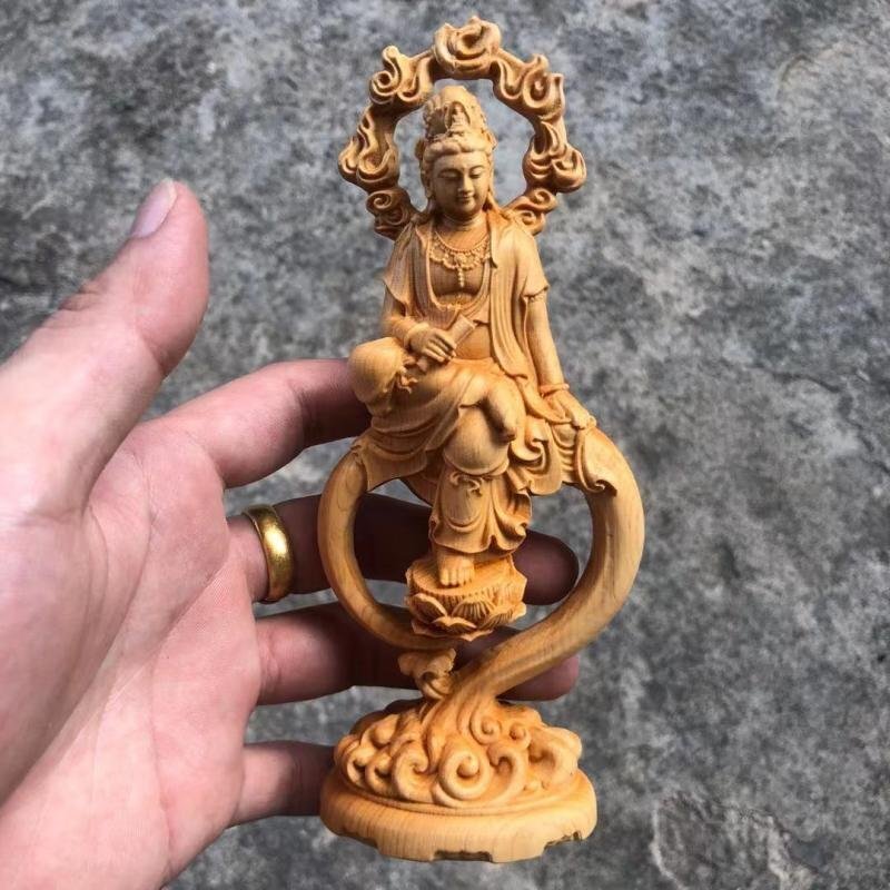 観音菩薩 自在観音菩薩 木彫仏像 鎮宅辟邪 風水開運 美術工芸品 仏師で仕上げ品拍卖