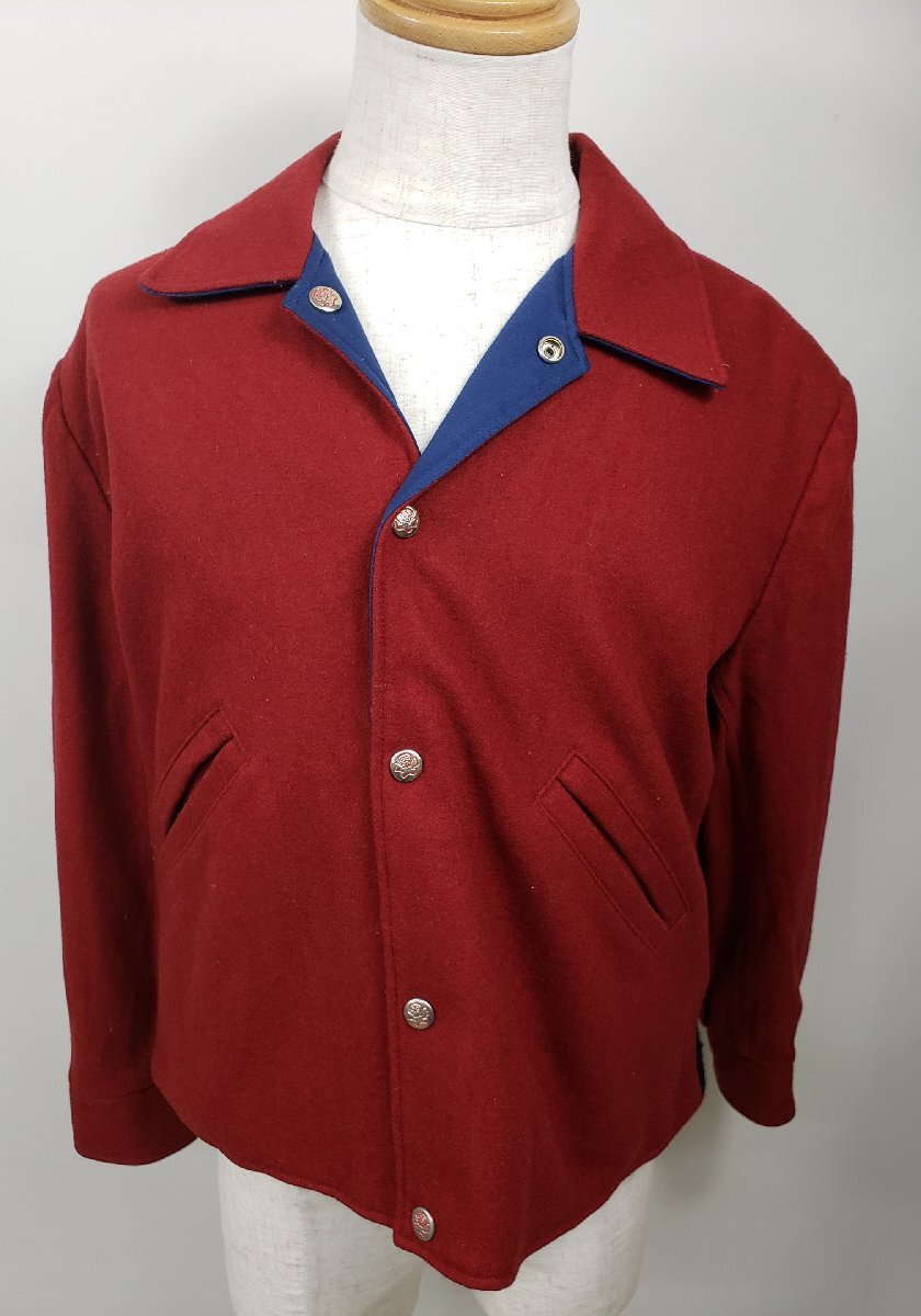 CREAM SODA クリームソーダ 金タグ リバーシブル ウール ブルゾン スタジャン ジャケット レッド ネイビー 80S ☆090273拍卖