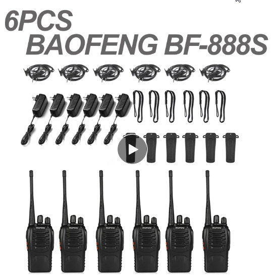 xx004m 6台セット トランシーバー ヘッドセット付き BF-888S baofeng アウトドア拍卖
