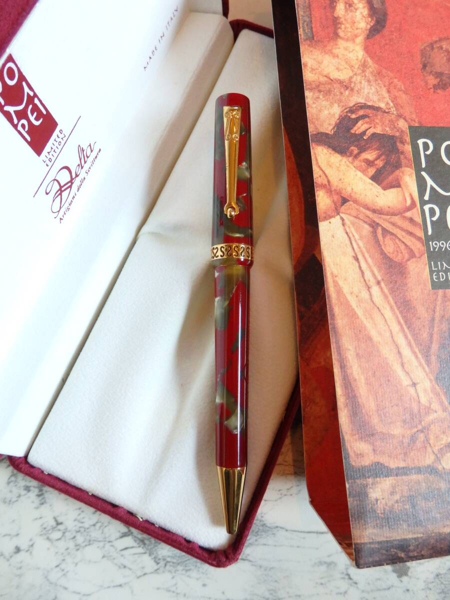 ◆【ほぼ未使用】デルタ 1996年500本限定 ポンペイ セルロイド製 ツイスト式ボールペン 当時箱付属拍卖