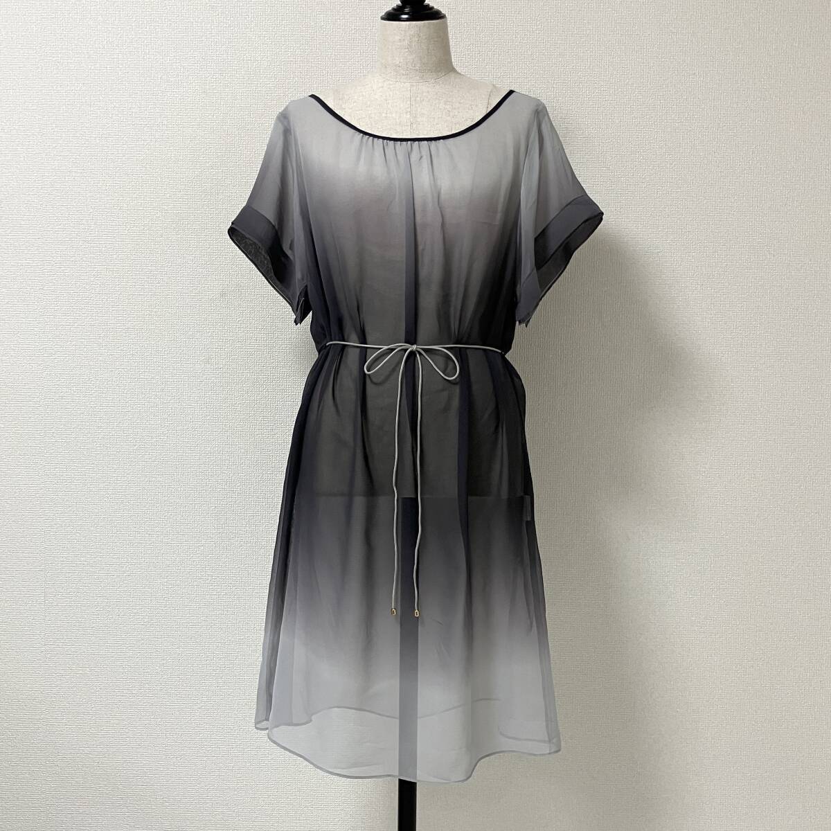 VIVIENNE TAM グラデーション シースルー シフォン ワンピース グレー ヴィヴィアンタム archive 5010282拍卖