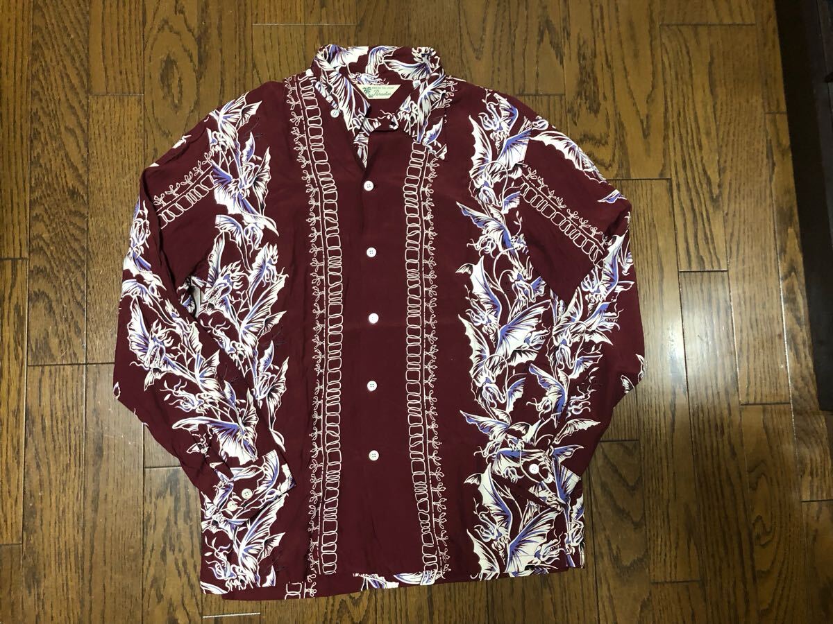 フルカウント FULLCOUNT ハワイアンシャツ レーヨンアロハシャツ 長袖 38 日本製拍卖