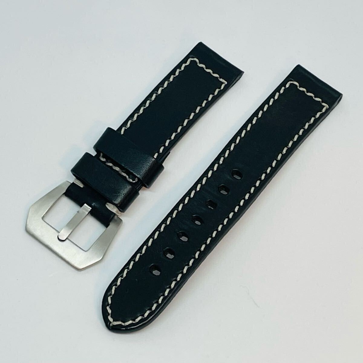 MANIFATTURE FIRENZE マニファットーレフィレンツェ パネライ用レザーストラップ ブラック 特注Lサイズ 22mm MF革ベルト拍卖