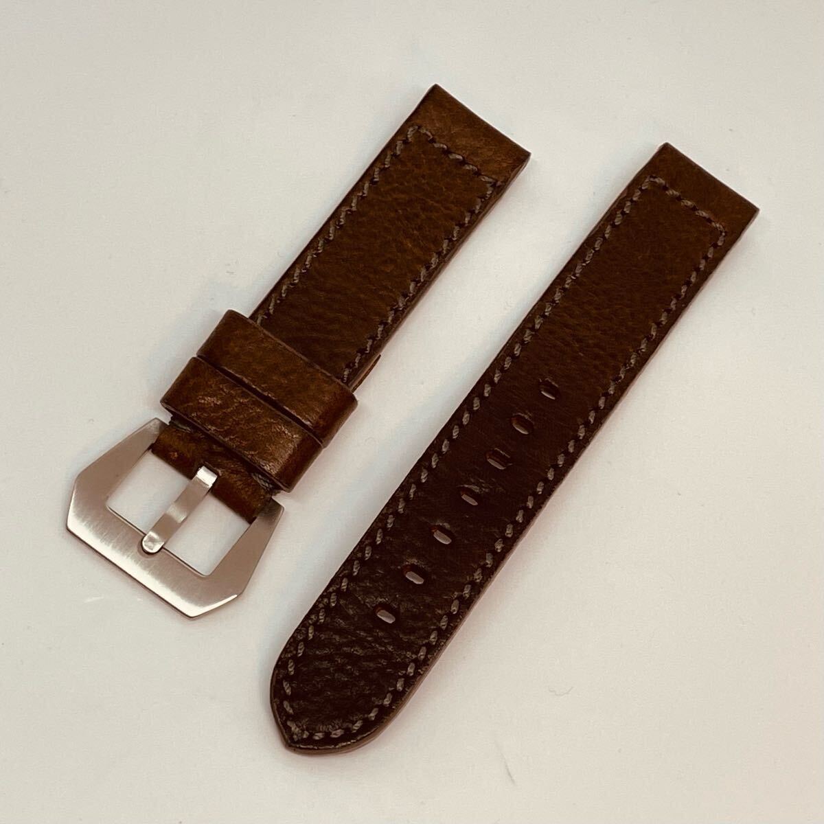 MANIFATTURE FIRENZE マニファットーレフィレンツェ パネライ用レザーストラップ ダークブラウン 特注Lサイズ 22mm MF拍卖