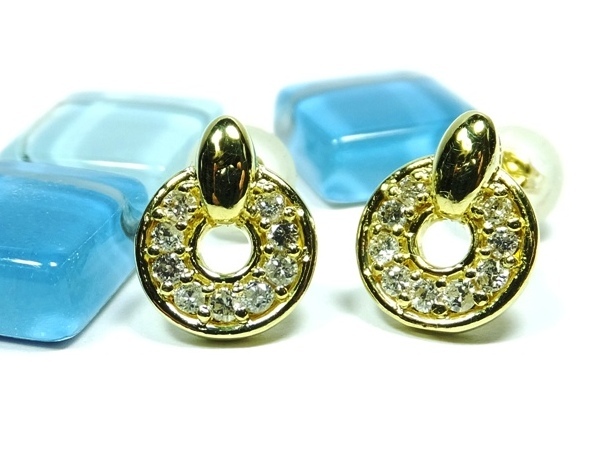 171-2◆K18ゴールド 女性人気 普段使い デイリー着け ダイヤモンド◆華やか 上品デザイン レディース 両耳 スタッド ピアス ジュエリー通販拍卖