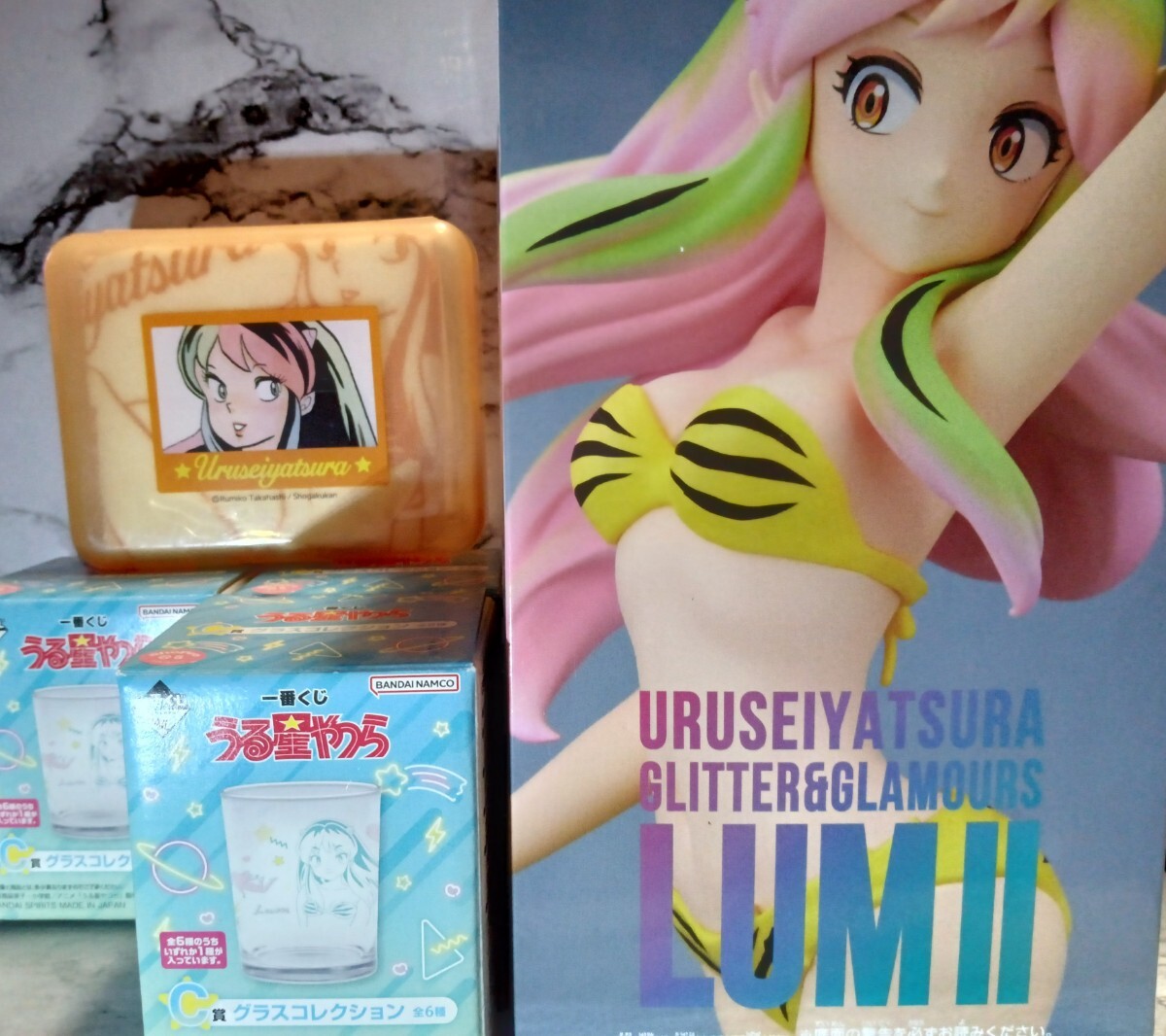 うる星やつら フィギュア 一番くじ C賞 グラスコレクション 3種類 ハンドタオル セット 未使用拍卖
