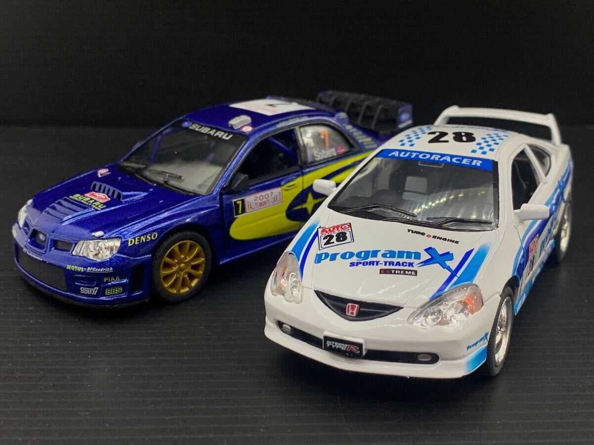キンスマート 2台セット スバル インプレッサ WRC 2007 1/36 + ホンダ インテグラ タイプR 1/34//ミニカー 拍卖