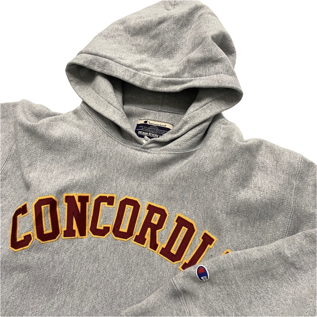 00’s Champion リバースウィーブ スウェット パーカー Lサイズ / 霜降りグレー カレッジ 刺繍 ワッペン フーディー プレミアム拍卖