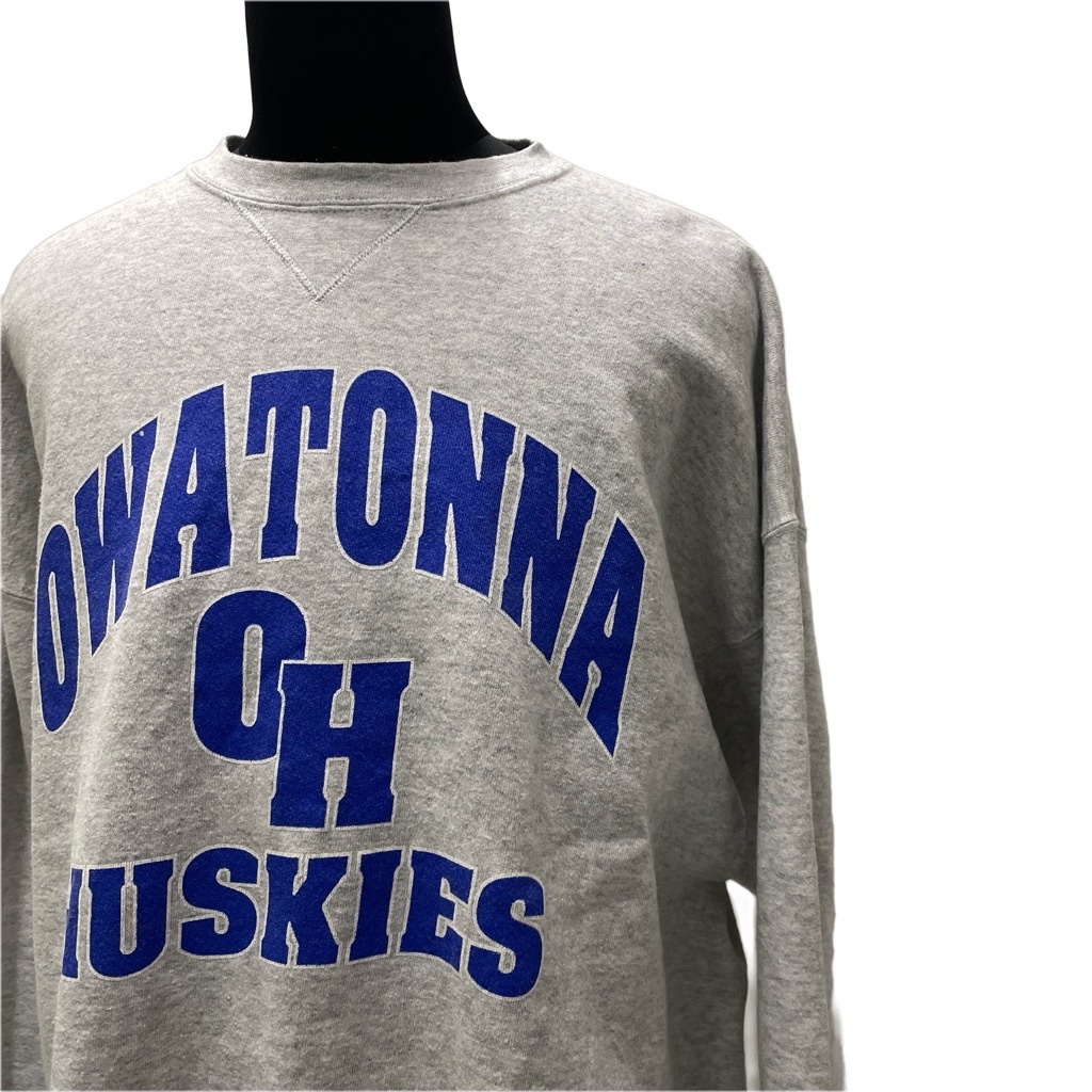 USA製 90’s TSI カレッジ プリント スウェット 2XLサイズ / 霜降り グレー 3段 トレーナー プルオーバー ヴィンテージ 古着拍卖