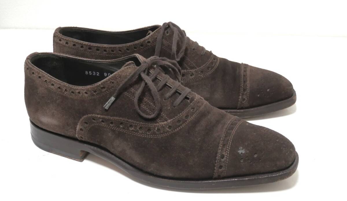 Santoni サントーニ メダリオン スエード シューズ ダークブラウン 5 ビームスF別注 拍卖