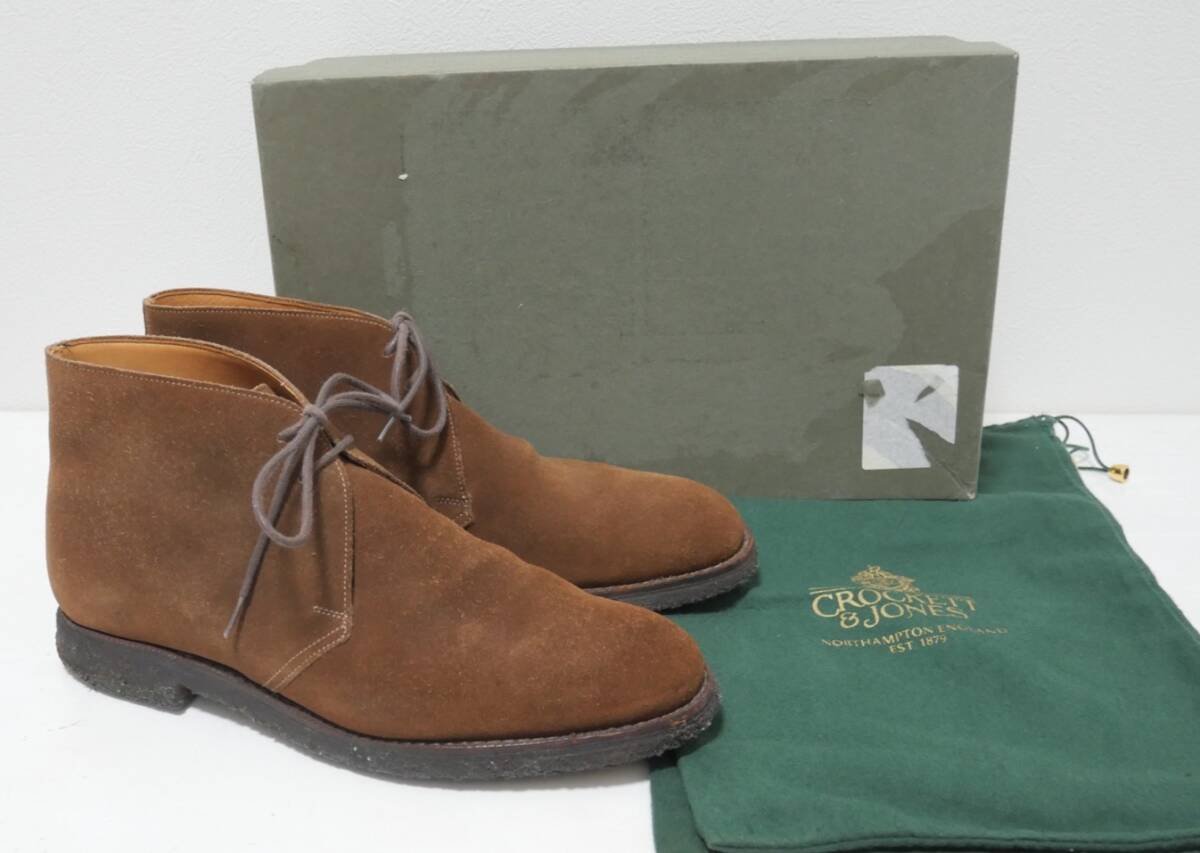 クロケット&ジョーンズ CHERTSEY スエード チャッカブーツ 茶 7E シューズ CROCKETT & JONES拍卖