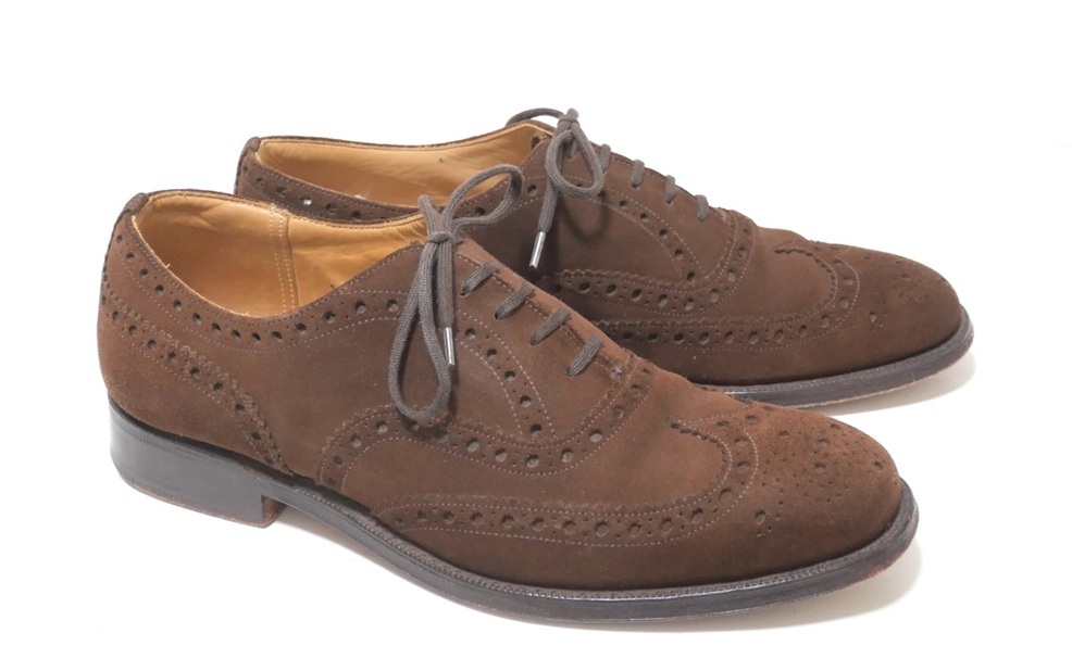 Church's チャーチ フルブローグ スエード シューズ ブラウン 6.5F ウィングチップ拍卖