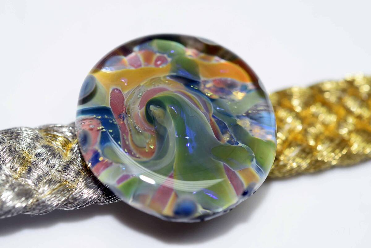 ガラスの帯留め、(12229-482 )個性が輝く一点物のアート作品 #帯留め #ハンドメイド 拍卖