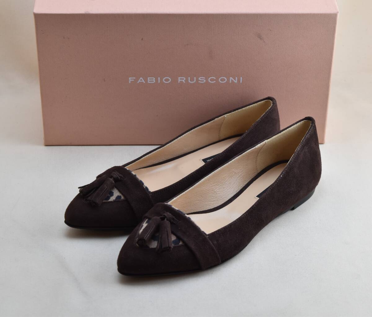 FabioRusconi ファビオルスコーニ フラットヒールパンプス F-2813 AMALFI T.MORO/LEOPARDINO 35.5 22.5-23cm相当 未使用品 イタリア製拍卖