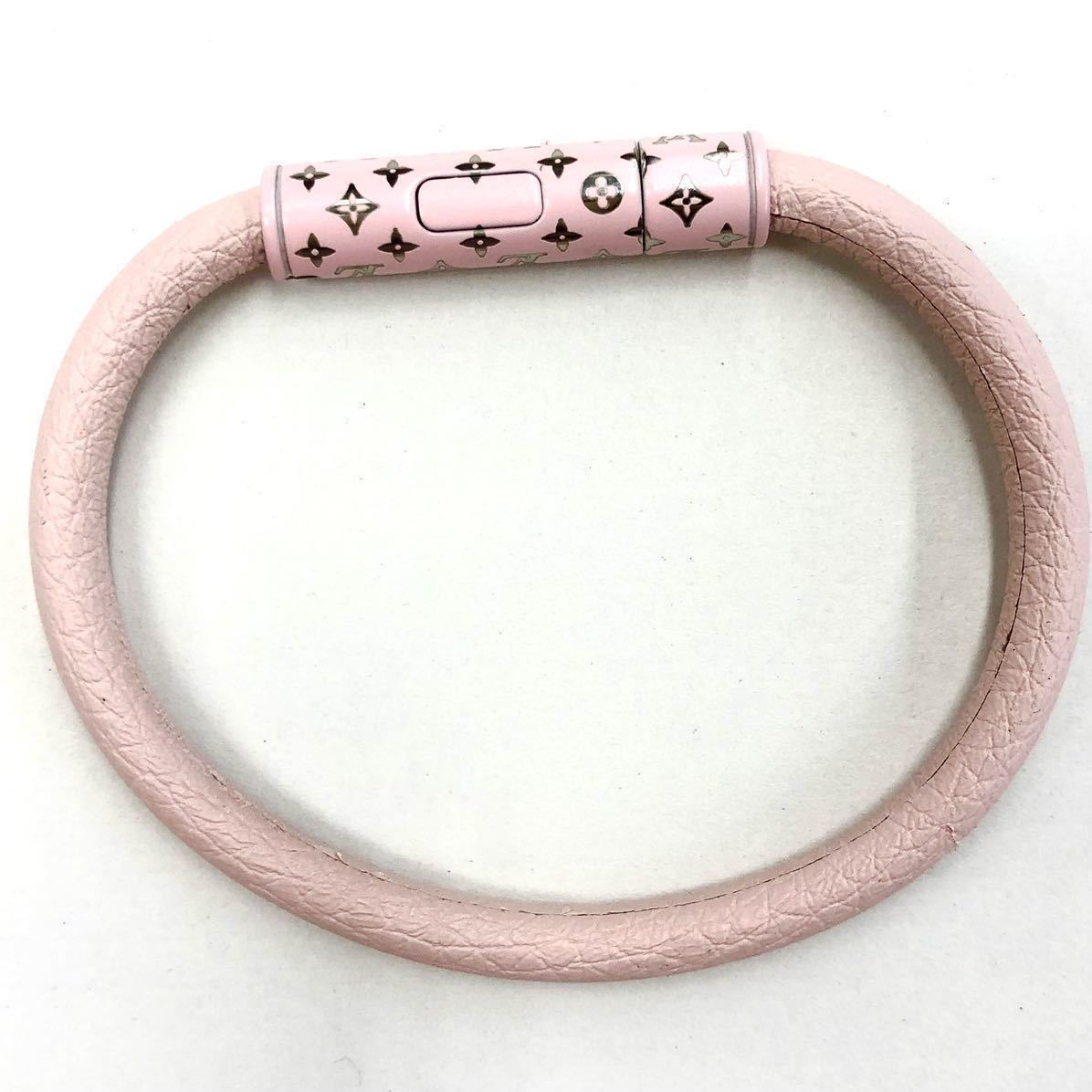 中古 LOUIS VUITTON ルイ・ヴィトン ブラスレ LVコンフィデンシャル レザー ブレスレット M6441ピンク 55304拍卖