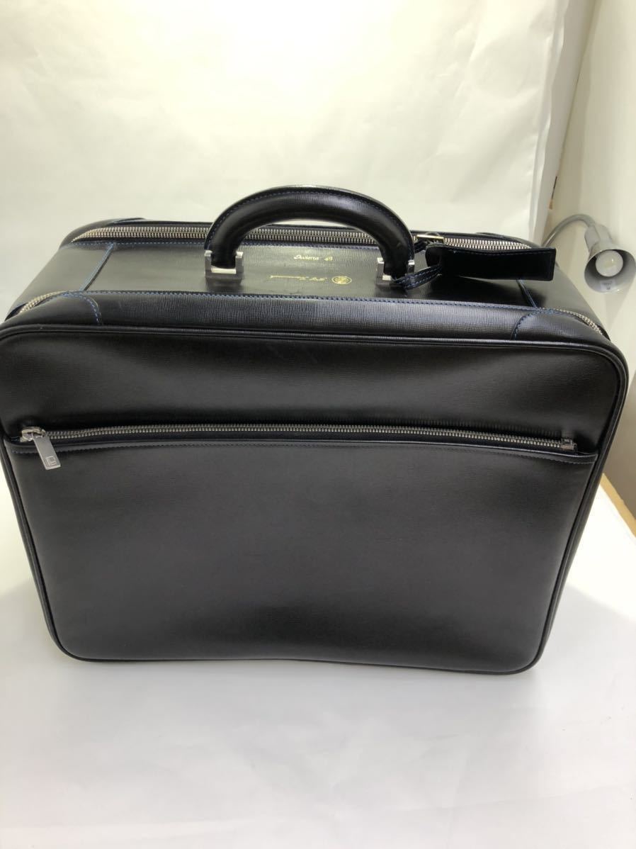 希少!ヴァレクストラ Valextra アヴィエッタ48 Avietta インテルナツィオナーレ・ミラノ コラボ トラベルバッグ レザーブラック 54836拍卖