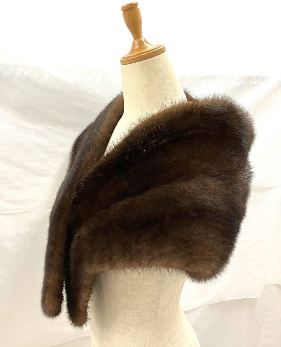 中古 毛皮 ショール ミンク ストール 和装 大判ショール ダークブラウン レディース拍卖