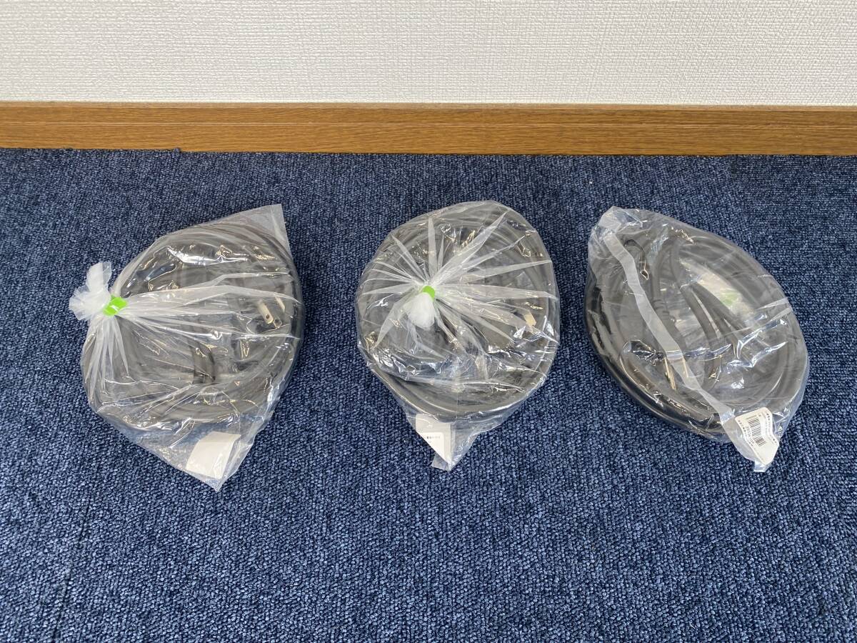 【未使用】プラグ電源ケーブル★川崎電線 プラグ・コネクタ付電源コード★3m 3ピンソケット 3ピンプラグ ケーブル 3本セット拍卖