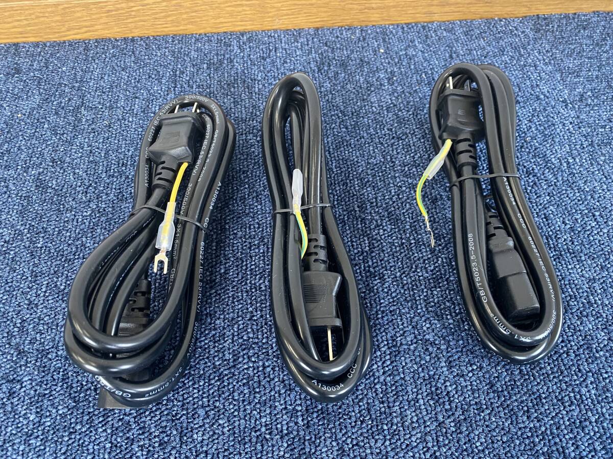 【未使用】プラグ電源ケーブル★プラグ・コネクタ付電源コード 3ピンソケット 2ピンプラグ ケーブル 3本セット拍卖