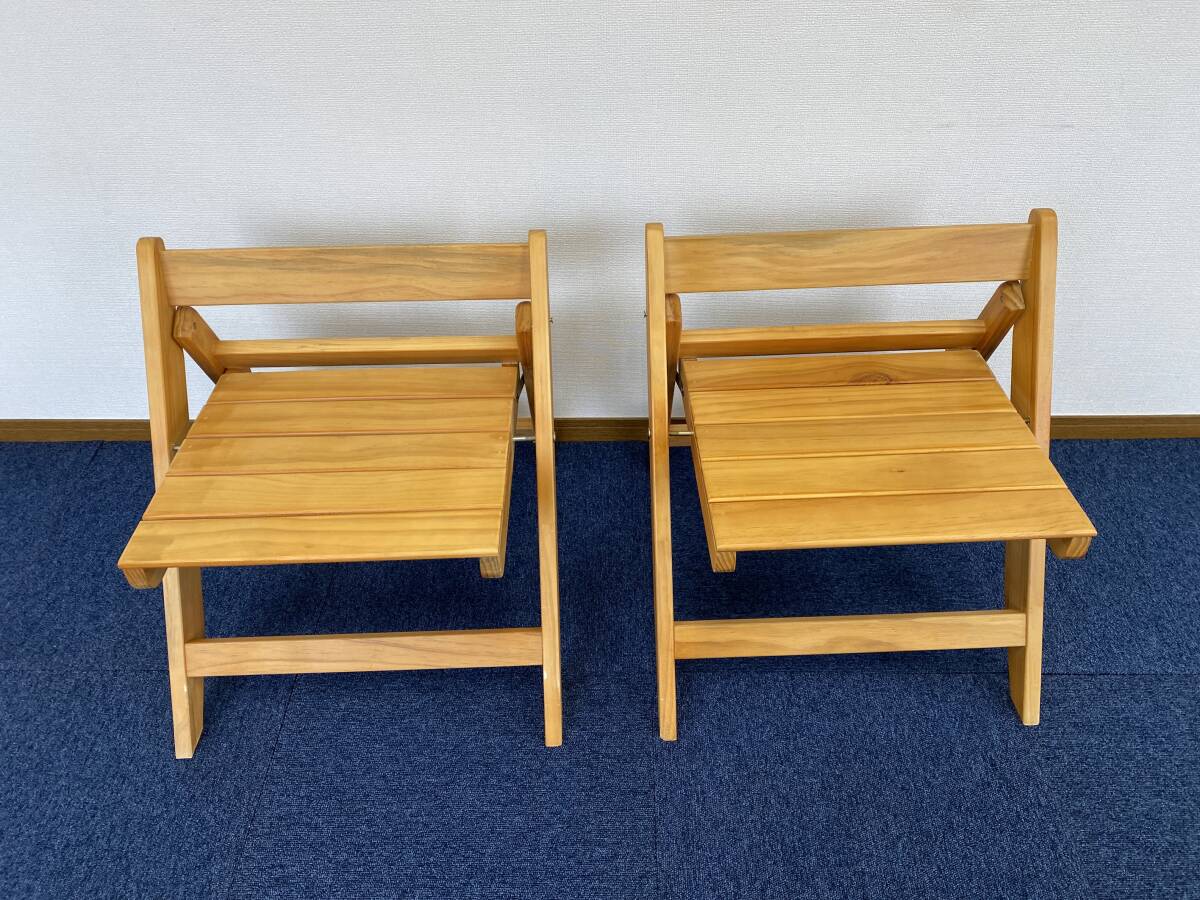 【中古】折りたたみ ダイニングチェア 玄関等 2脚セット 来客時 天然木 おしゃれ 北欧 シンプル 木製★直接引き取り可★拍卖