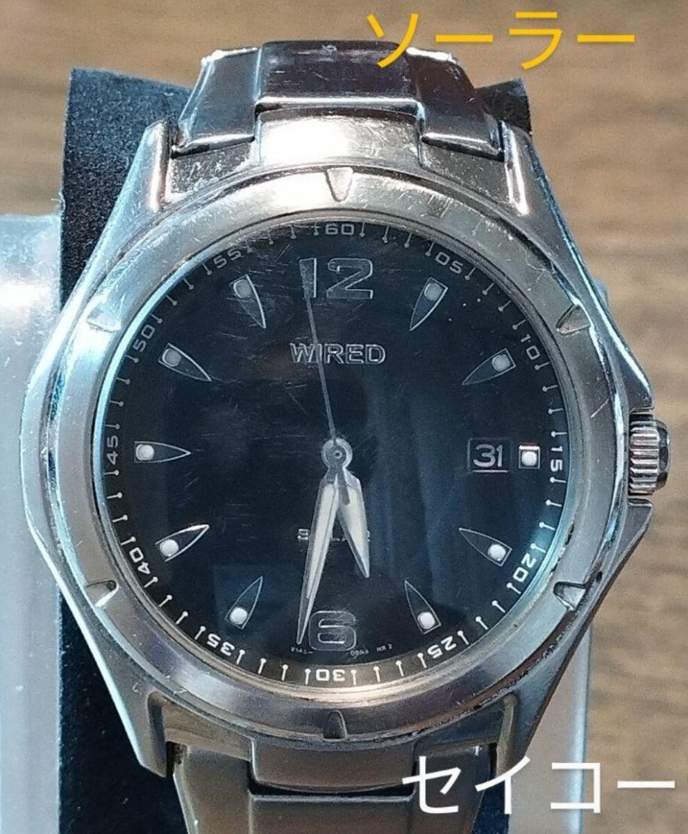 AO46 セイコー・ワイヤード ソーラー時計 稼働品 日付つき拍卖