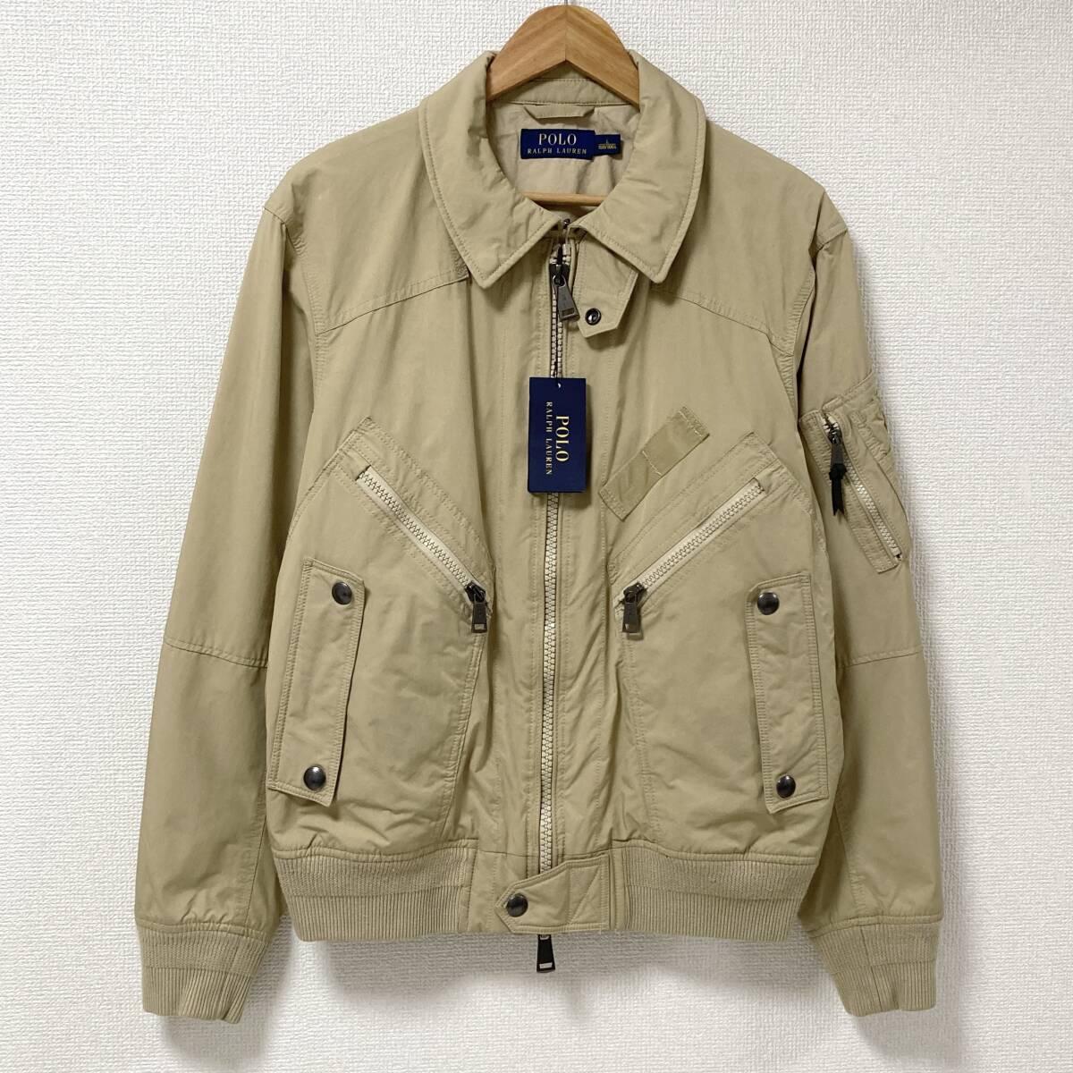 タグ付 POLO RALPH LAUREN フライトジャケット ベージュ Lサイズ ポロラルフローレン ブルゾン スイングトップ MA-1 ミリタリー 5020085拍卖