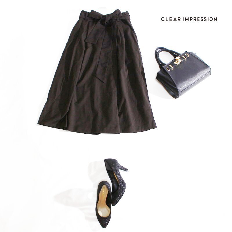 美品 クリアインプレッション 株) フランドル ベルト付き ウール混 合物 ロングフレアスカート 9号 2 ダークブラウン 春 秋 冬 お姉さん拍卖