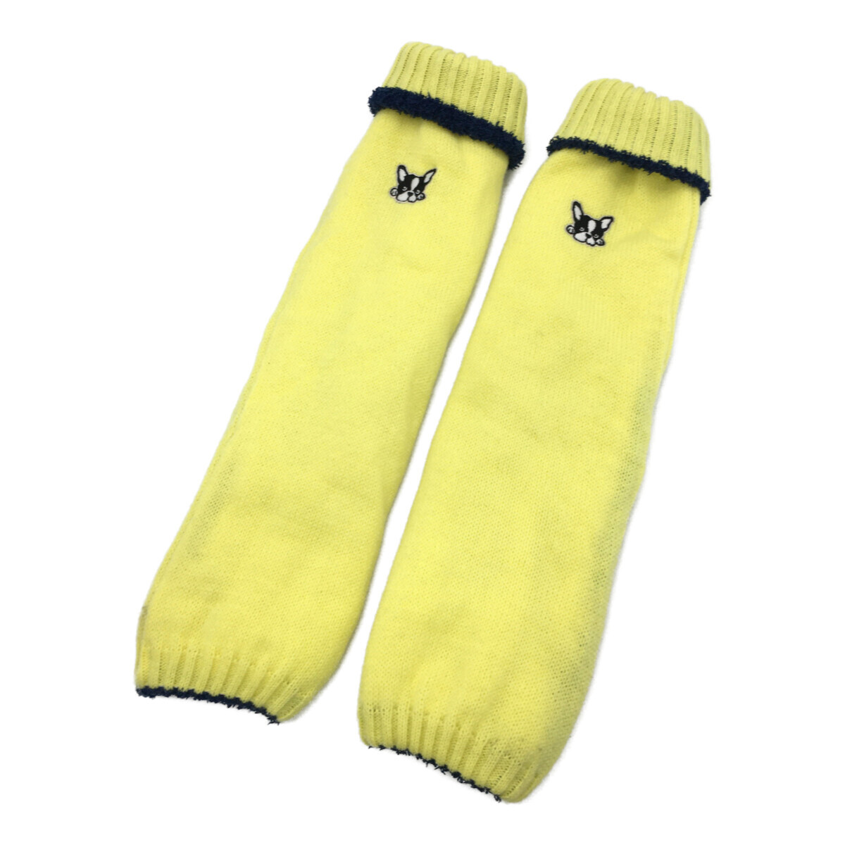 coco 中古【値下げ】 ニューバランスゴルフ レッグウォーマー 黄×青ニット&ボア リバーシブル レターパックプラス発送可 109534拍卖