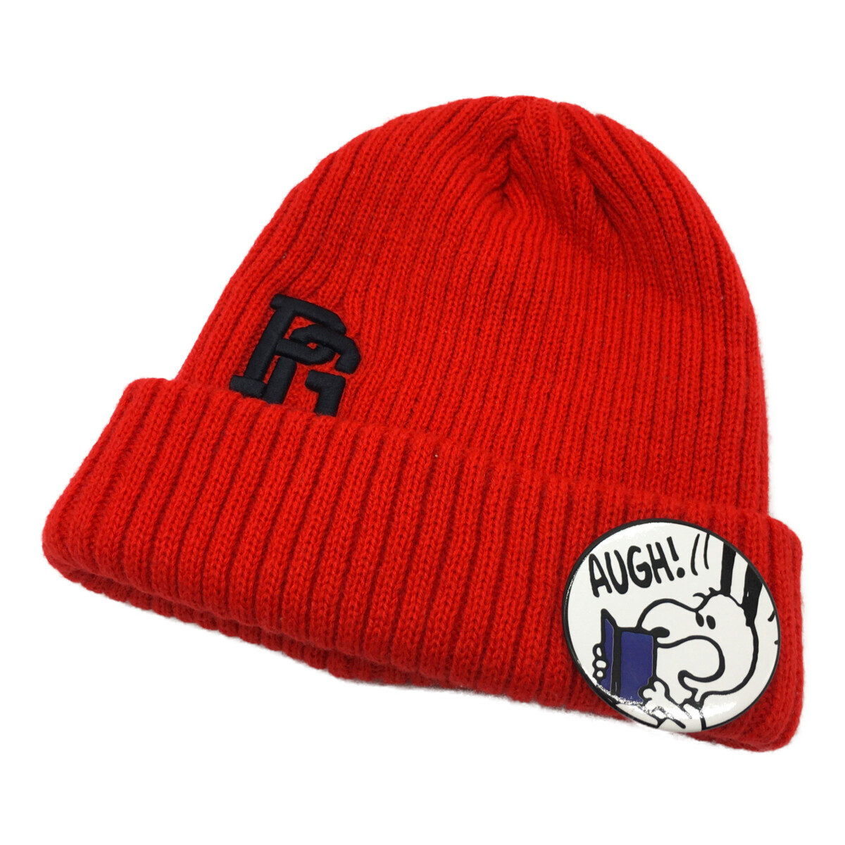 coco 中古【値下げ】 パーリーゲイツ ニット帽 レッド 赤 スヌーピー缶バッジ ワッチ ビーニー レターパックプラス発送可 109619拍卖