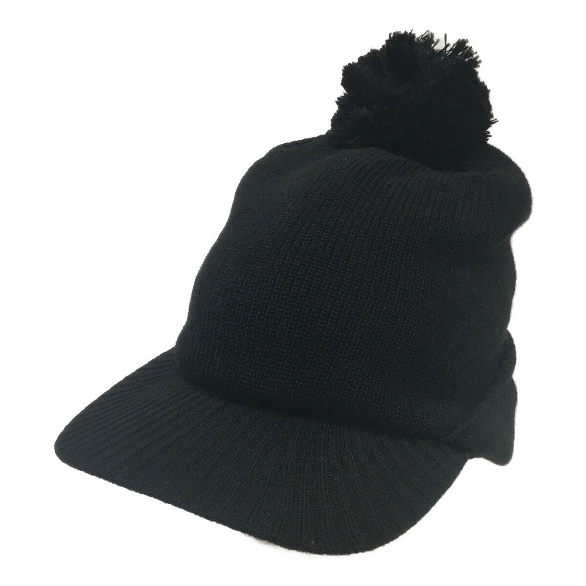 coco 中古【値下げ】 ニューバランスゴルフ つば付ニット帽 黒 ボンボン付き 2WAY 内側フリース レターパックプラス発送可 109628拍卖