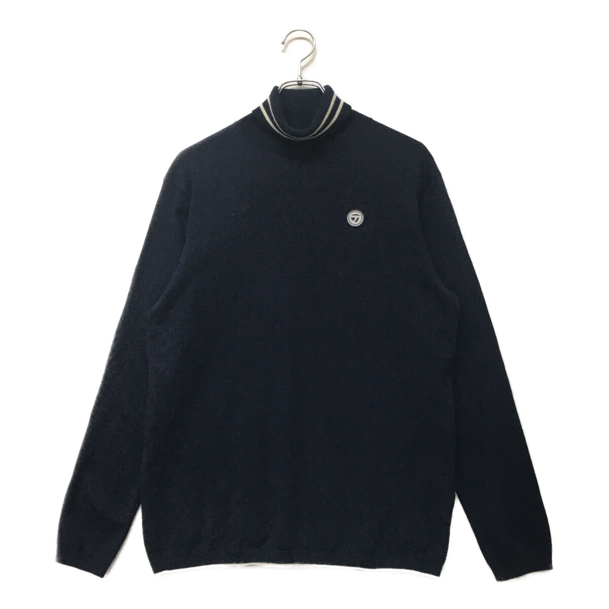 coco 中古【値下げ】テーラーメイド メンズ セーター L ネイビー ラインドタートルネックセーター レターパックプラス発送可 K8448拍卖