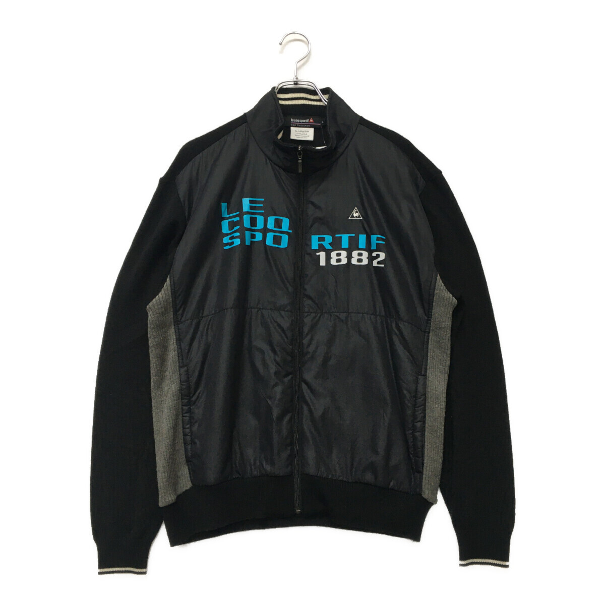 coco 中古 【値下げ】ルコックスポルティフ メンズ フルジップアウター L 黒 ブラック ニット 中綿入り レターパックプラス発送可 110805拍卖