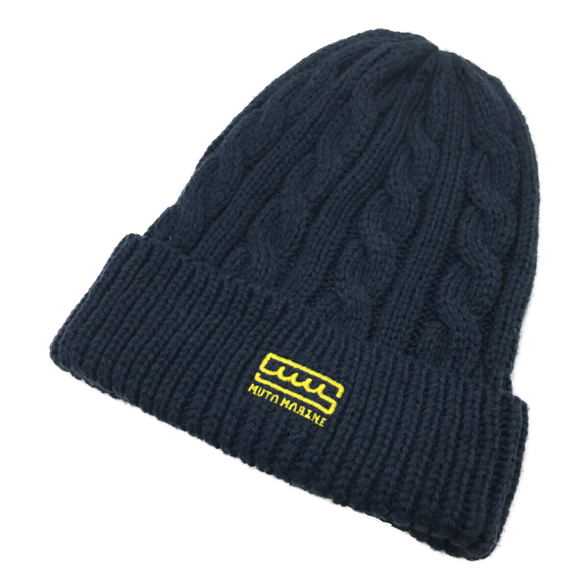 coco 中古【値下げ】 ムータマリン muta MARINE ニット帽 紺 ワッチ ビーニー ケーブルニット レターパックプラス発送可 111106拍卖